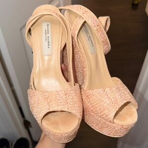 Gianvito Rossi Peach Woven Platform Heels